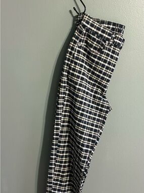 American Eagle Outfitters Navy Plaid Stretch Trousers